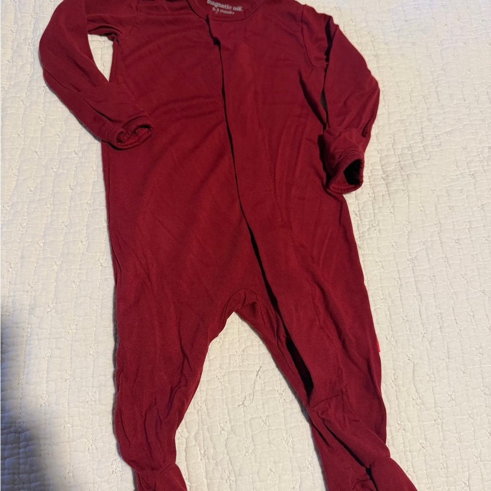 Magnetic Me Cabernet Long-Sleeve Footed One-Piece